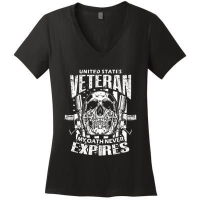My Oath Never Expires Veteran Women's V-Neck T-Shirt