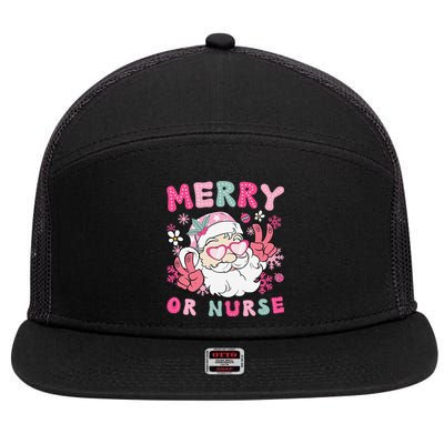 Merry Or Nurse Christmas Operating Room Nurse Xmas Party 7 Panel Mesh Trucker Snapback Hat