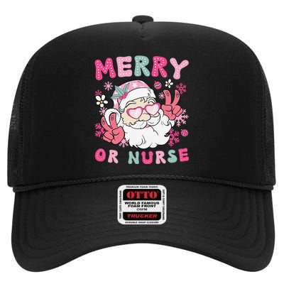 Merry Or Nurse Christmas Operating Room Nurse Xmas Party High Crown Mesh Back Trucker Hat