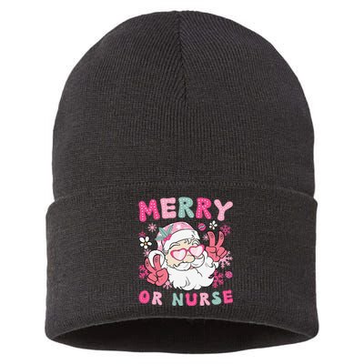 Merry Or Nurse Christmas Operating Room Nurse Xmas Party Sustainable Knit Beanie