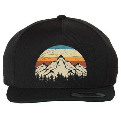Mountains Outdoor Nature Retro Forest Trees Wildlife Hiking Wool Snapback Cap