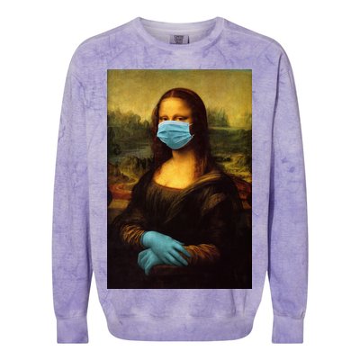 Mona Lisa Face Mas And Gloves Pandemic Colorblast Crewneck Sweatshirt