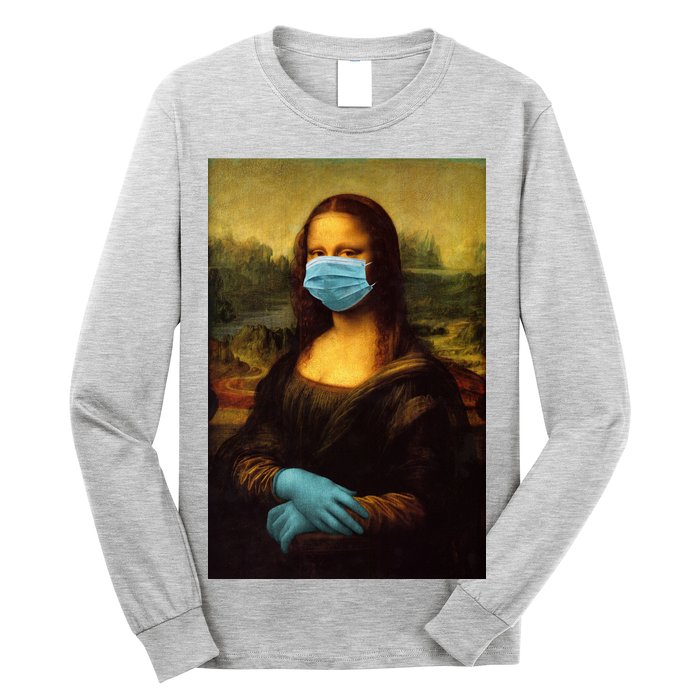 Mona Lisa Face Mas And Gloves Pandemic Long Sleeve Shirt