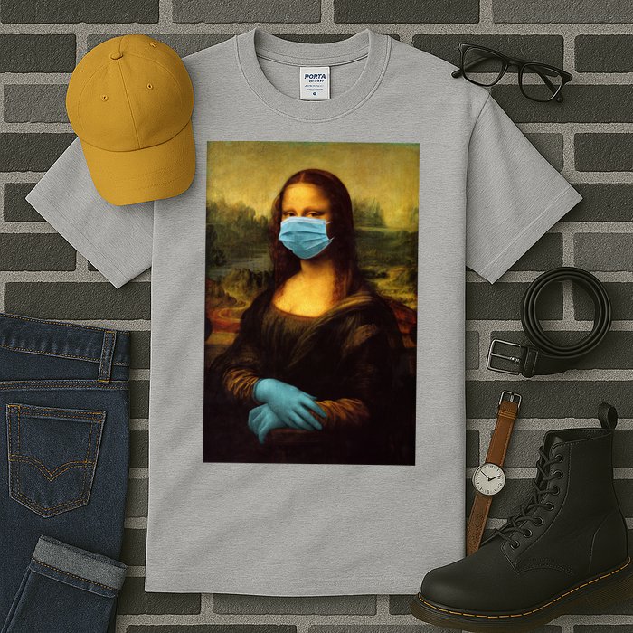 Mona Lisa Face Mas And Gloves Pandemic Tall T-Shirt