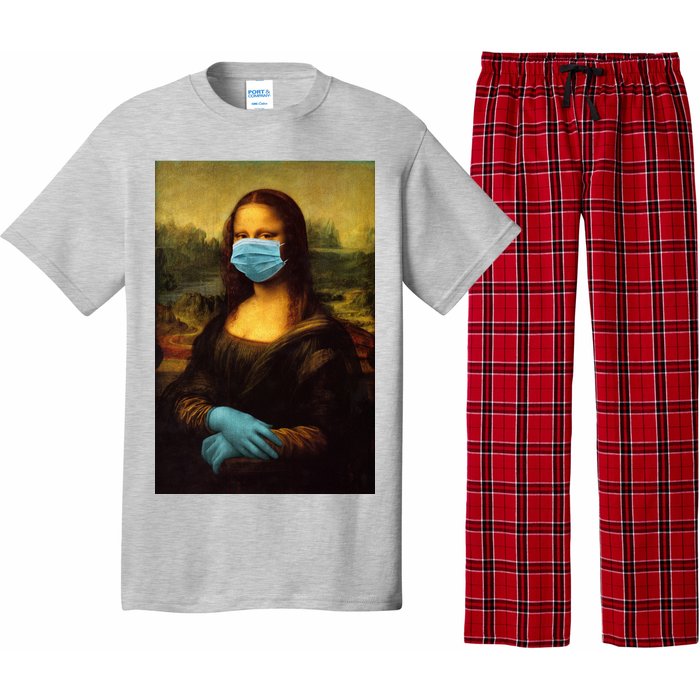 Mona Lisa Face Mas And Gloves Pandemic Pajama Set