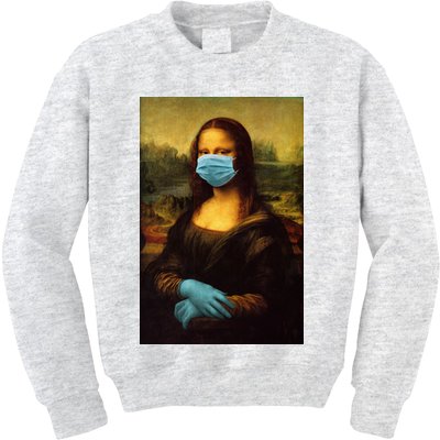 Mona Lisa Face Mas And Gloves Pandemic Kids Sweatshirt