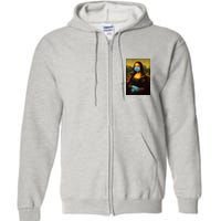 Mona Lisa Face Mas And Gloves Pandemic Full Zip Hoodie