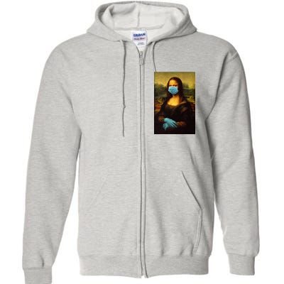 Mona Lisa Face Mas And Gloves Pandemic Full Zip Hoodie