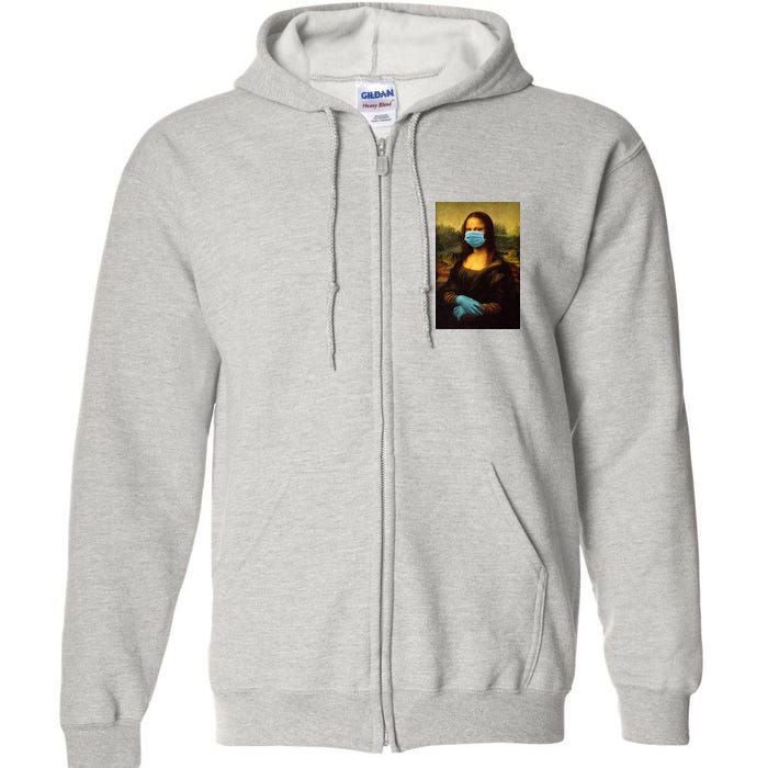 Mona Lisa Face Mas And Gloves Pandemic Full Zip Hoodie