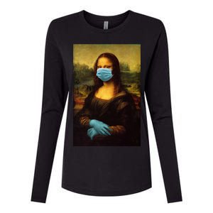 Mona Lisa Face Mas And Gloves Pandemic Womens Cotton Relaxed Long Sleeve T-Shirt