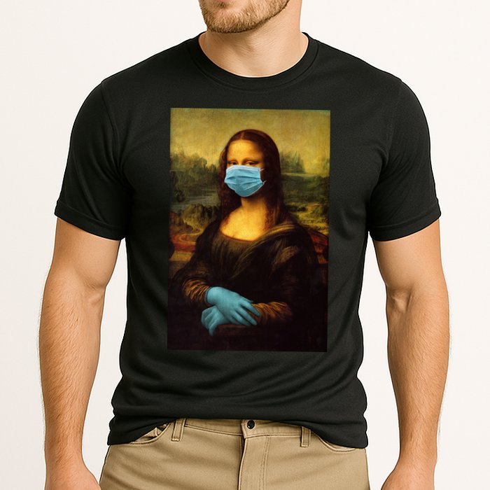 Mona Lisa Face Mas And Gloves Pandemic Cooling Performance Crew T-Shirt