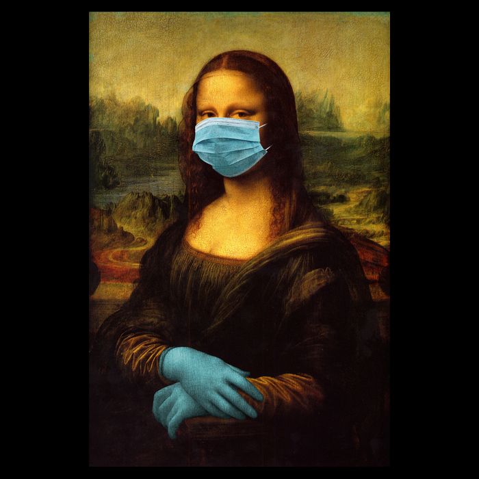 Mona Lisa Face Mas And Gloves Pandemic Apron
