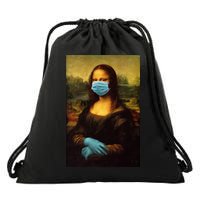 Mona Lisa Face Mas And Gloves Pandemic Drawstring Bag