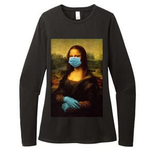 Mona Lisa Face Mas And Gloves Pandemic Womens CVC Long Sleeve Shirt