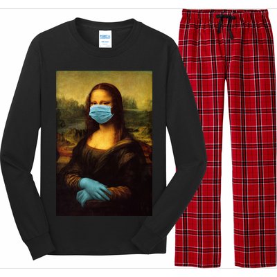 Mona Lisa Face Mas And Gloves Pandemic Long Sleeve Pajama Set