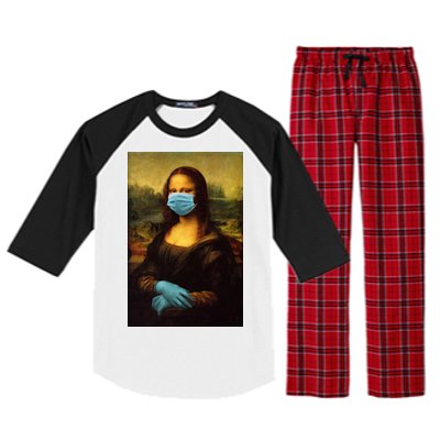 Mona Lisa Face Mas And Gloves Pandemic Raglan Sleeve Pajama Set