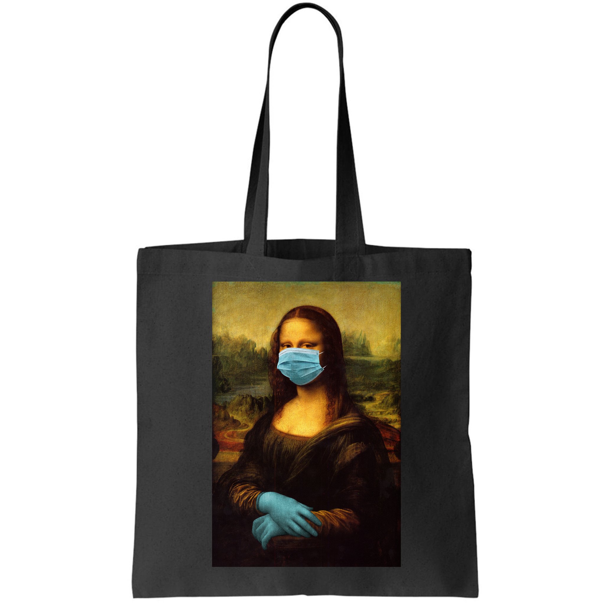 Mona Lisa Face Mas And Gloves Pandemic Bag