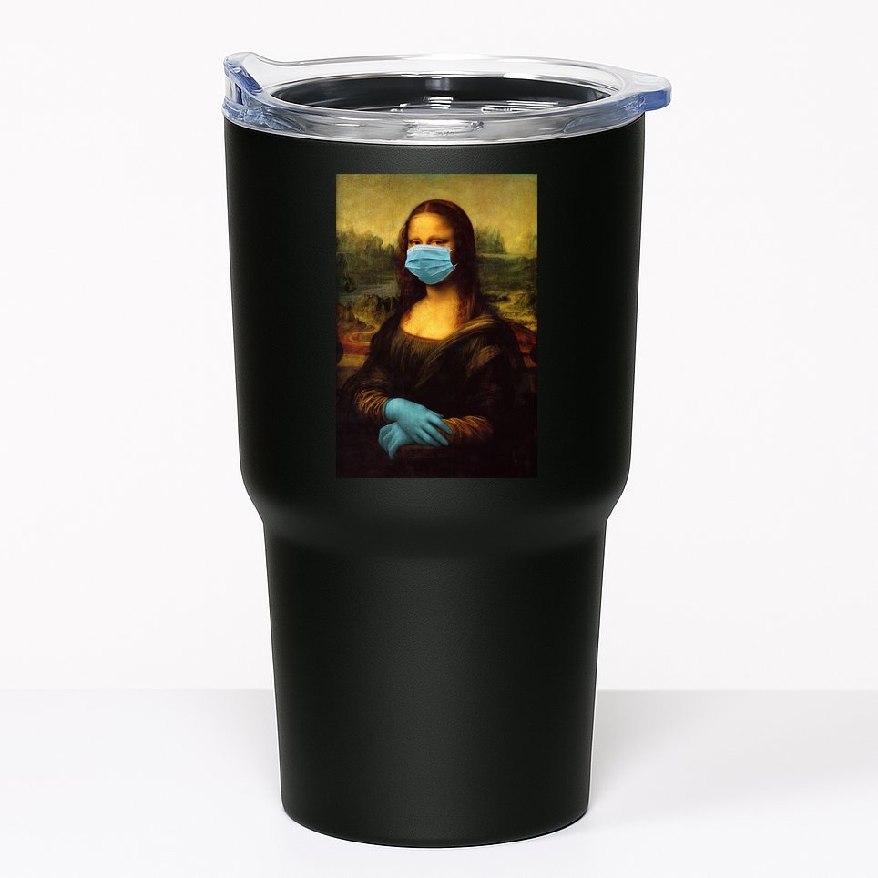 Mona Lisa Face Mas And Gloves Pandemic Tumbler