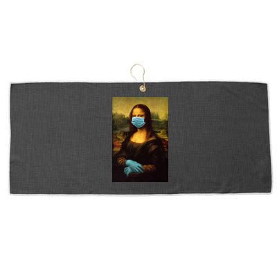 Mona Lisa Face Mas And Gloves Pandemic Large Microfiber Waffle Golf Towel