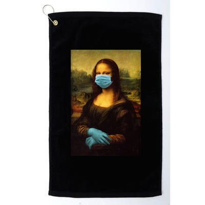 Mona Lisa Face Mas And Gloves Pandemic Platinum Collection Golf Towel