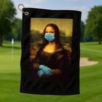 Mona Lisa Face Mas And Gloves Pandemic Golf Towel