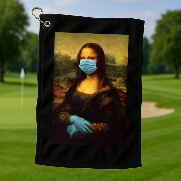 Mona Lisa Face Mas And Gloves Pandemic Golf Towel
