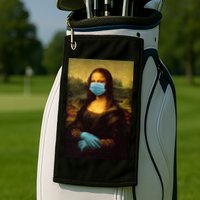 Mona Lisa Face Mas And Gloves Pandemic Golf Towel