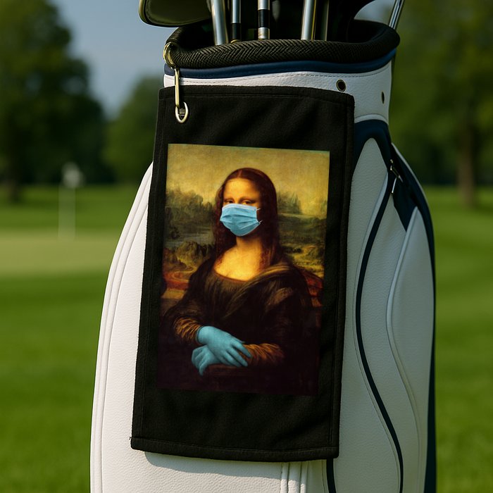 Mona Lisa Face Mas And Gloves Pandemic Golf Towel