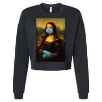 Mona Lisa Face Mas And Gloves Pandemic Cropped Pullover Crew