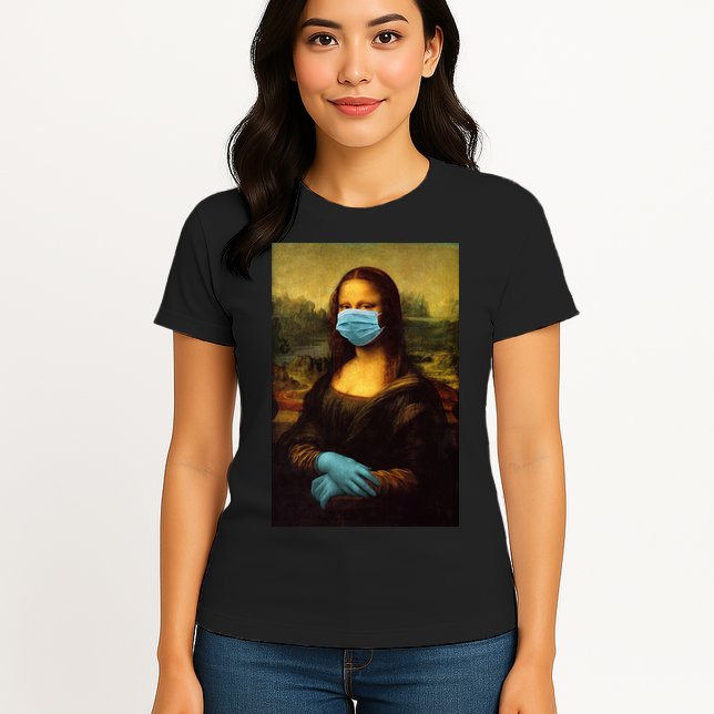 Mona Lisa Face Mas And Gloves Pandemic Womens T-Shirt