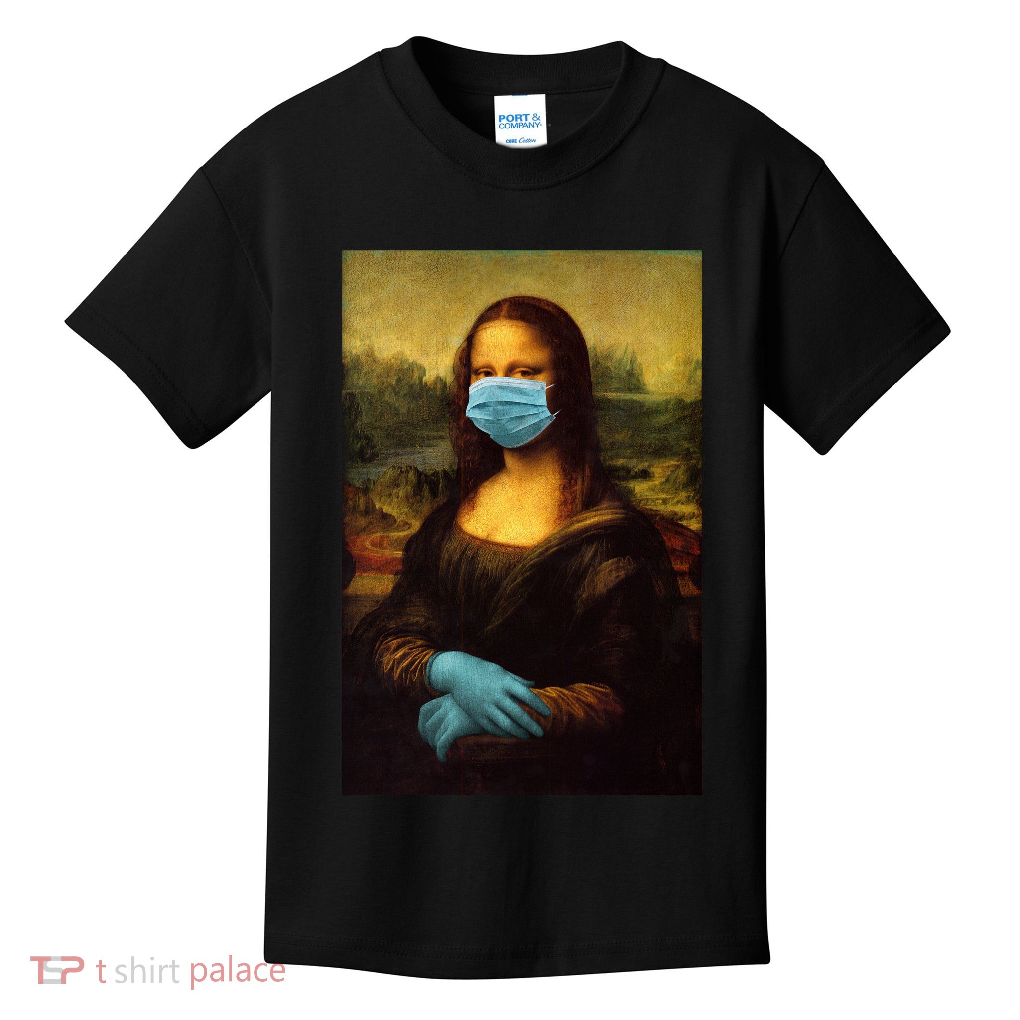 Mona Lisa Face Mas And Gloves Pandemic Kids T-Shirt