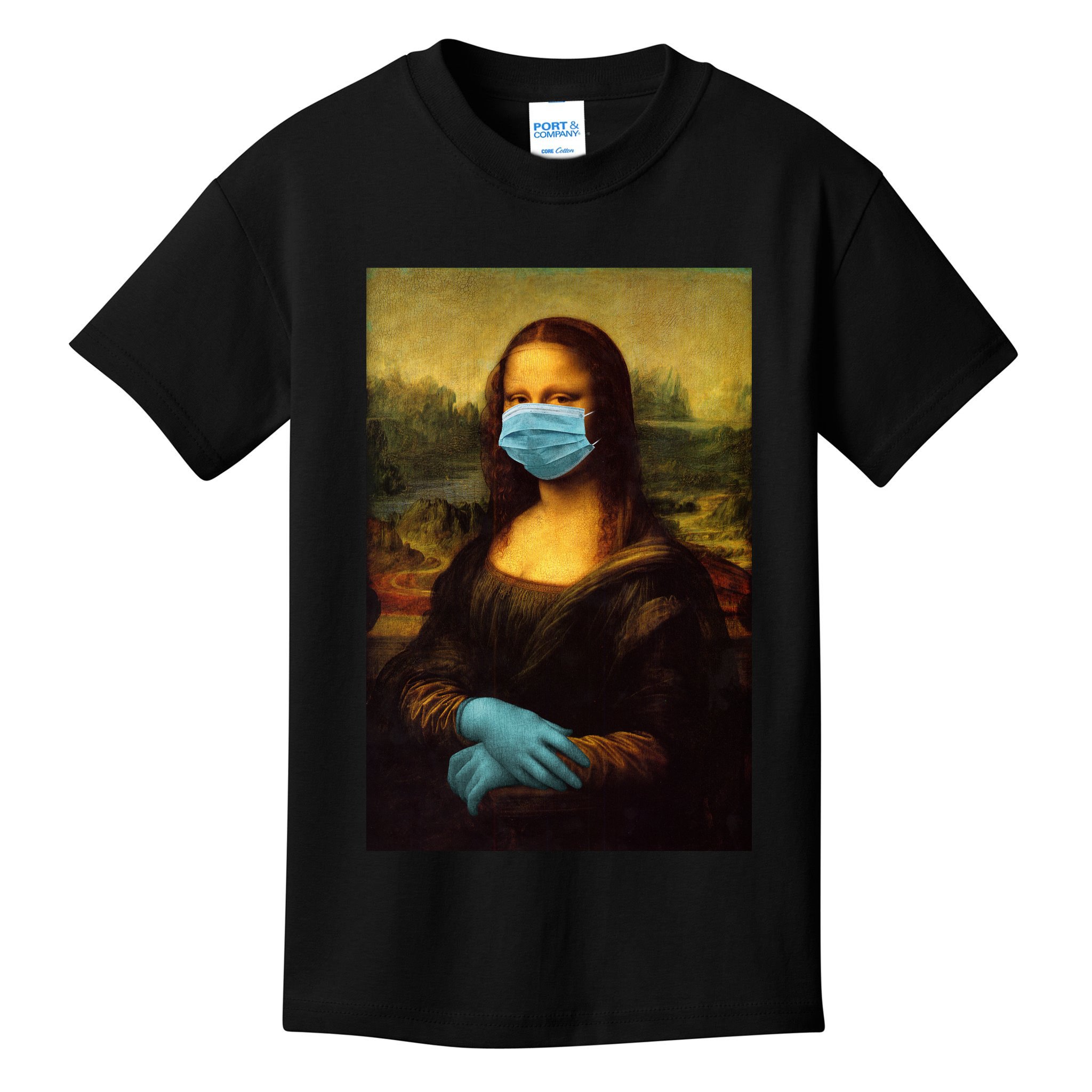 Mona Lisa Face Mas And Gloves Pandemic Kids T-Shirt