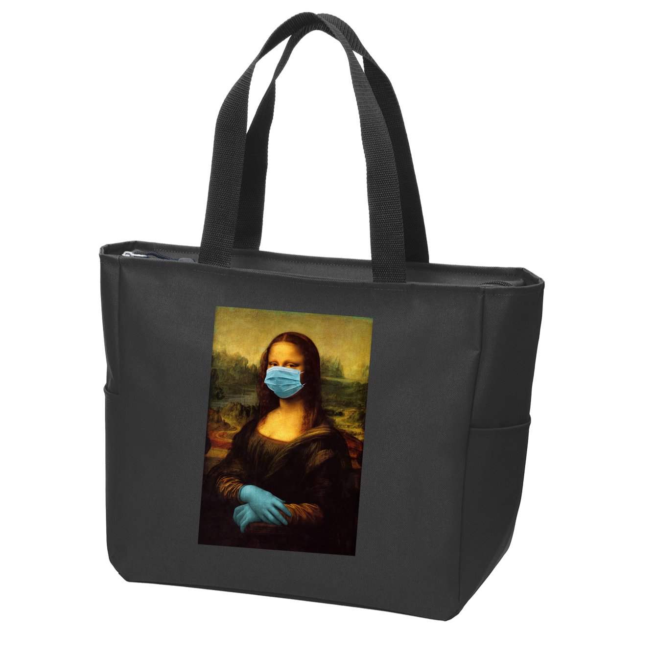 Mona Lisa Face Mas And Gloves Pandemic Zip Tote Bag