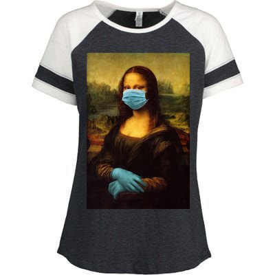 Mona Lisa Face Mas And Gloves Pandemic Enza Ladies Jersey Colorblock Tee