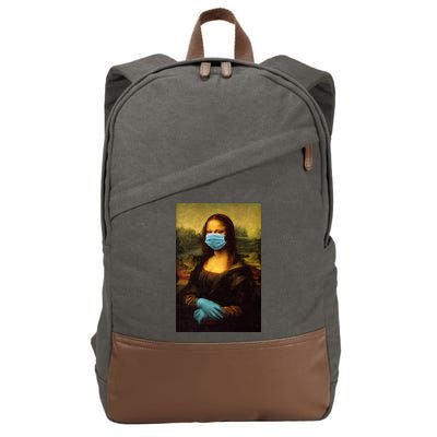 Mona Lisa Face Mas And Gloves Pandemic Cotton Canvas Backpack