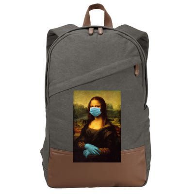 Mona Lisa Face Mas And Gloves Pandemic Cotton Canvas Backpack