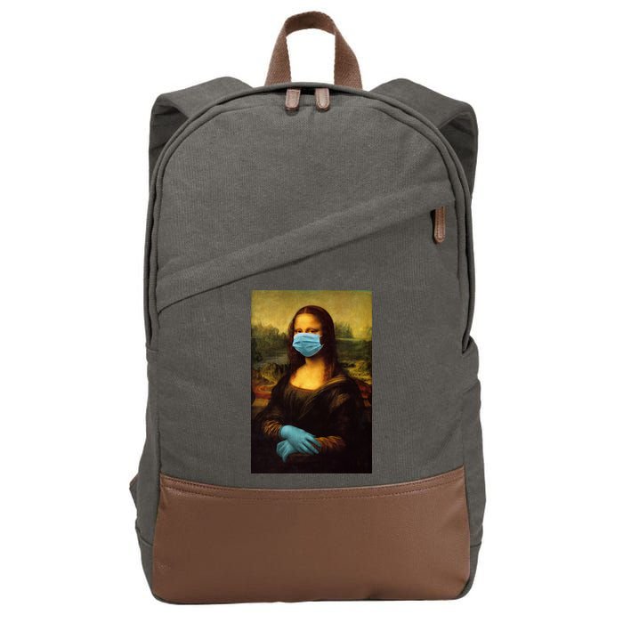 Mona Lisa Face Mas And Gloves Pandemic Cotton Canvas Backpack
