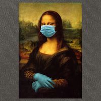 Mona Lisa Face Mas And Gloves Pandemic Cotton Canvas Backpack