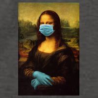 Mona Lisa Face Mas And Gloves Pandemic Vector Backpack