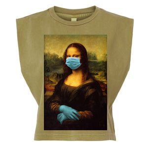 Mona Lisa Face Mas And Gloves Pandemic Garment-Dyed Women's Muscle Tee