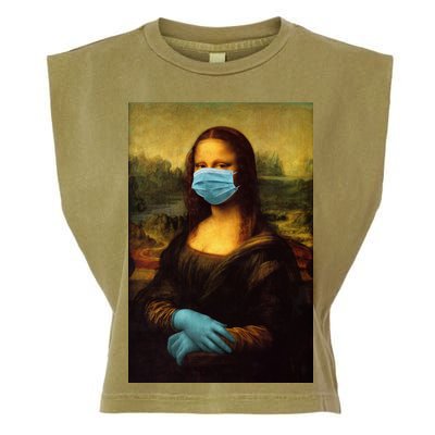 Mona Lisa Face Mas And Gloves Pandemic Garment-Dyed Women's Muscle Tee