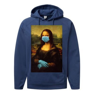 Mona Lisa Face Mas And Gloves Pandemic Performance Fleece Hoodie