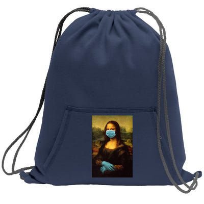 Mona Lisa Face Mas And Gloves Pandemic Sweatshirt Cinch Pack Bag