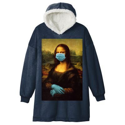 Mona Lisa Face Mas And Gloves Pandemic Hooded Wearable Blanket