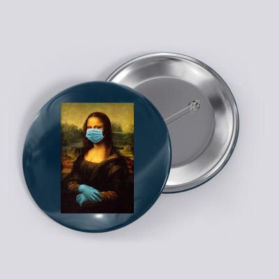 Mona Lisa Face Mas And Gloves Pandemic Button