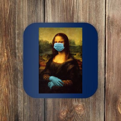 Mona Lisa Face Mas And Gloves Pandemic Coaster