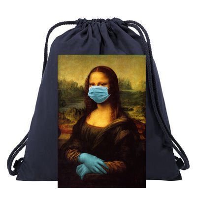 Mona Lisa Face Mas And Gloves Pandemic Drawstring Bag