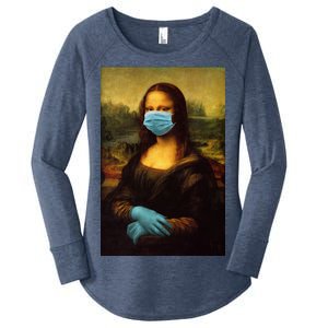 Mona Lisa Face Mas And Gloves Pandemic Women's Perfect Tri Tunic Long Sleeve Shirt