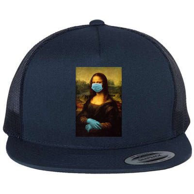 Mona Lisa Face Mas And Gloves Pandemic Flat Bill Trucker Hat