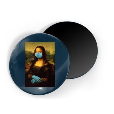 Mona Lisa Face Mas And Gloves Pandemic Magnet